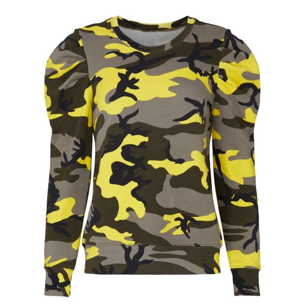 Pam & Gela Pop Camo Puff Sleeeve Sweatshirt - Picture 3 of 10